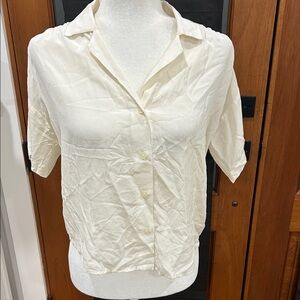 Madewell’s Women's Cream Button-Up 100% Silk Blouse